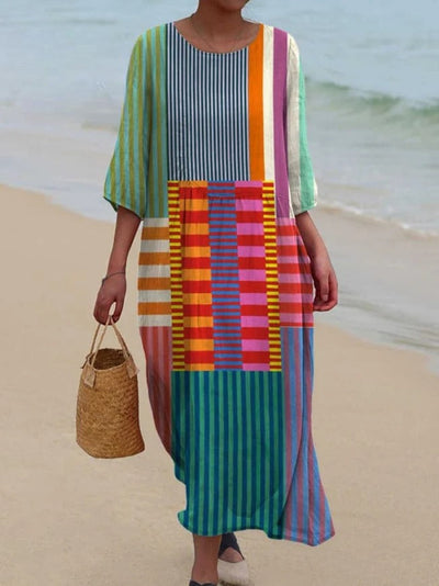 MAELIS – VINTAGE STYLE GEOMETRIC PRINT COTTON DRESS