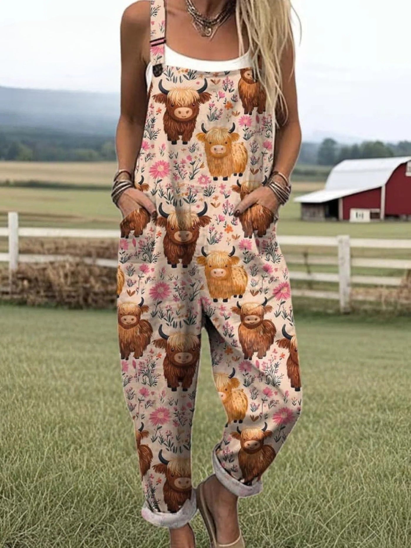 SOLENE – BEE EMBROIDERED COTTON-LINEN JUMPSUIT