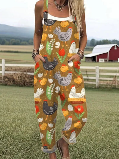 SOLENE – BEE EMBROIDERED COTTON-LINEN JUMPSUIT