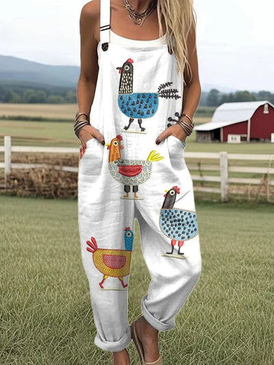 SOLENE – BEE EMBROIDERED COTTON-LINEN JUMPSUIT