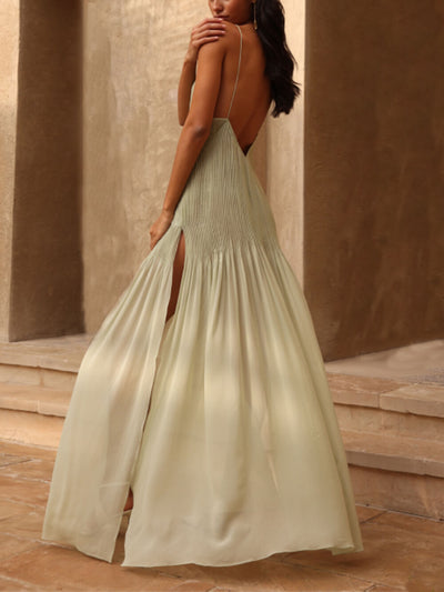 MIRA – ELEGANT PLEATED MIDI DRESS WITH SIDE SLIT