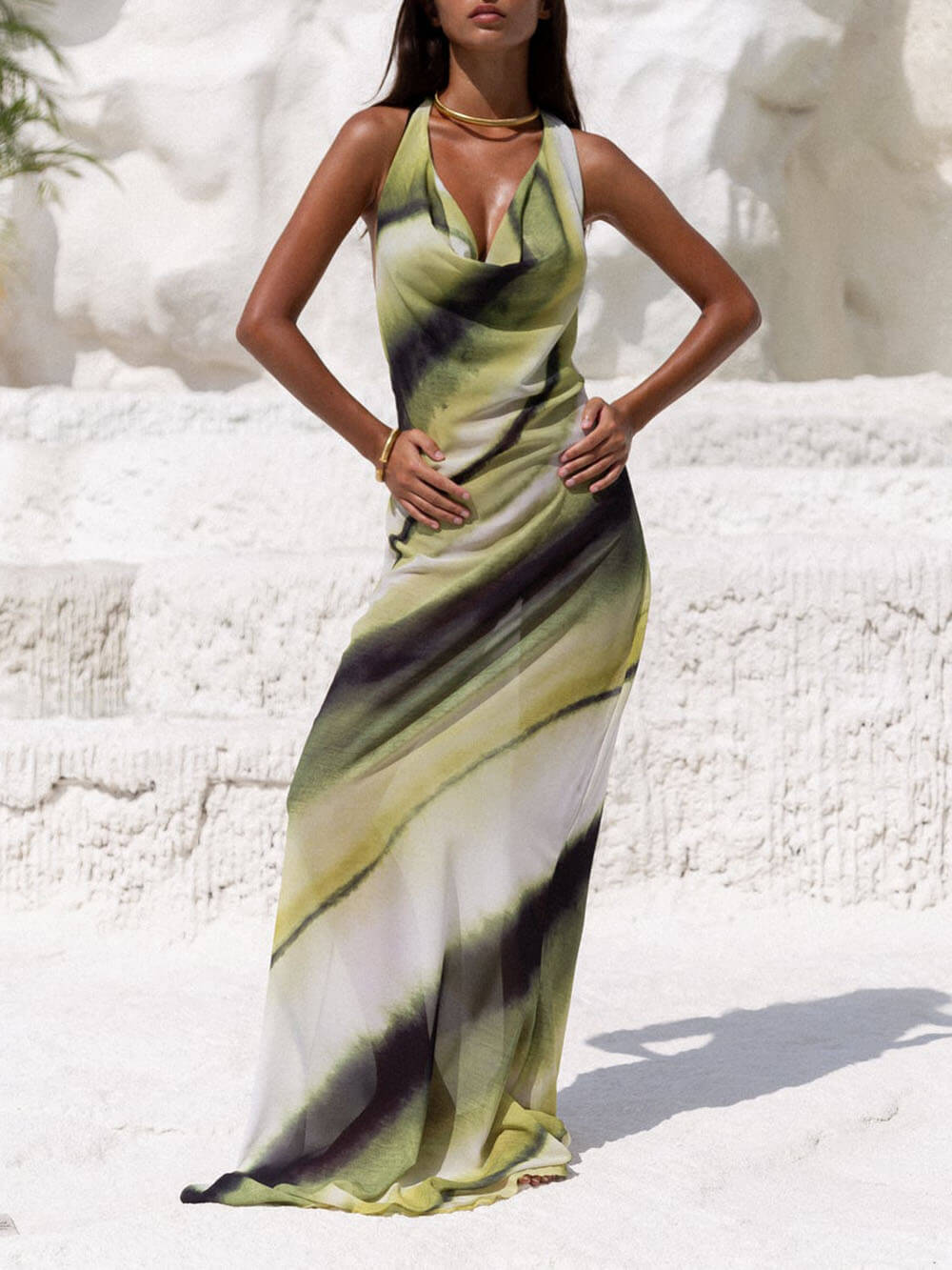 ISLA – BREEZY OMBRE HALTER MAXI DRESS