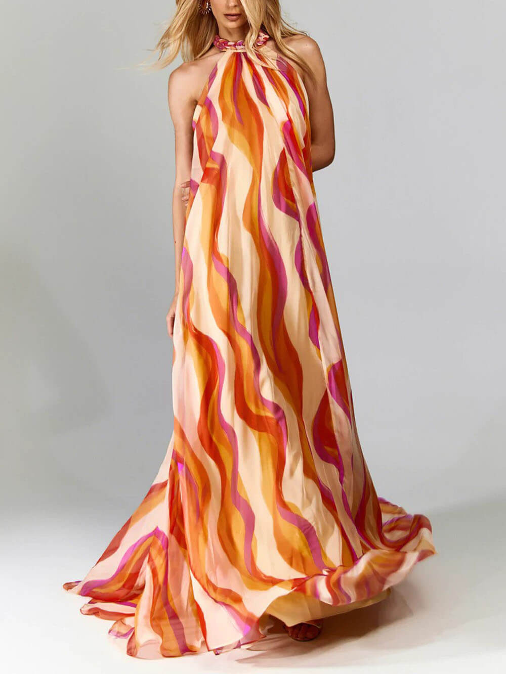 MARIS – FLOWING WAVE-PRINT EVERYDAY DRESS