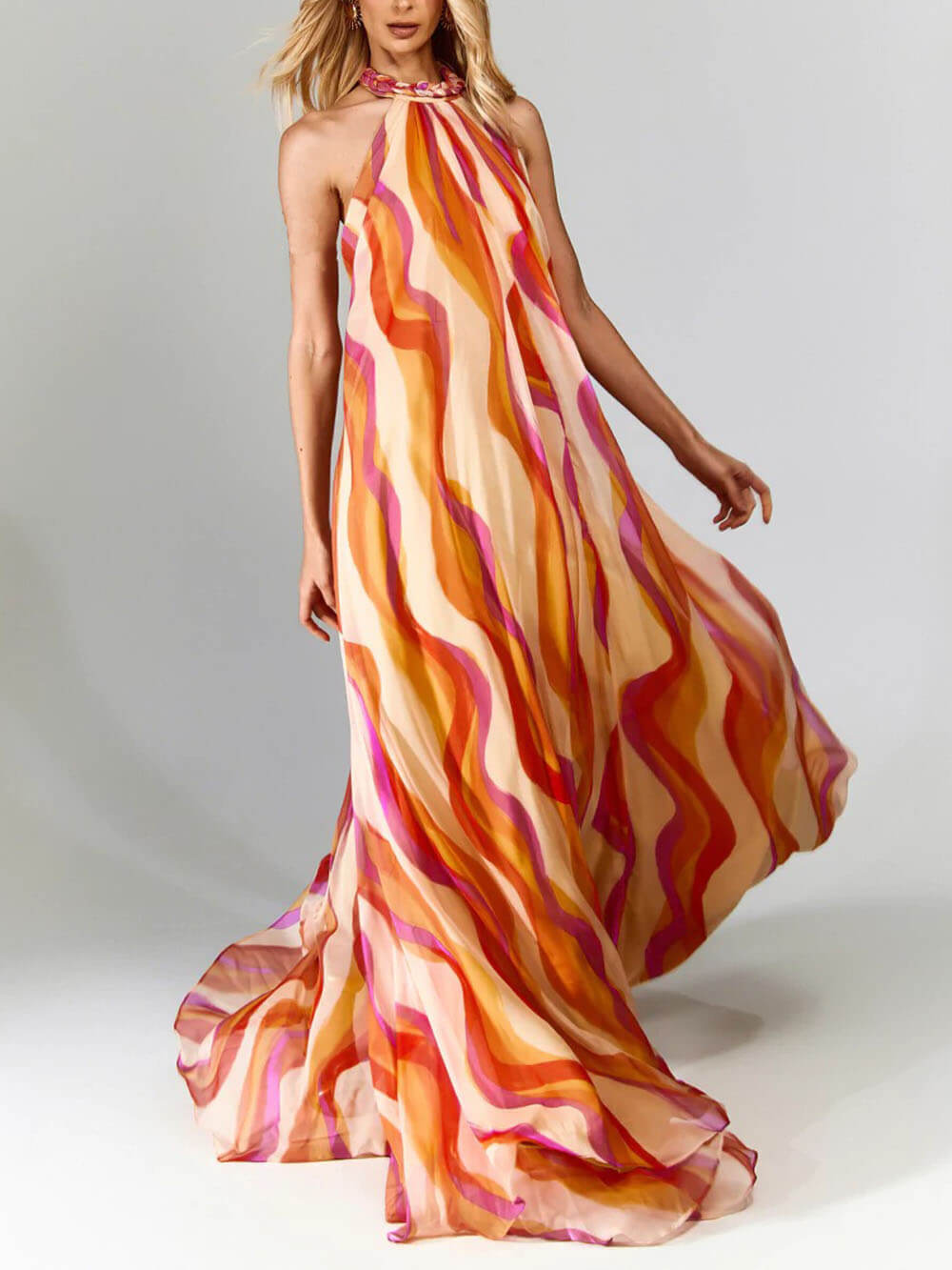 MARIS – FLOWING WAVE-PRINT EVERYDAY DRESS