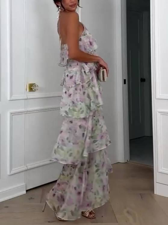 CELINA – LIGHT & LOVELY RUFFLE HALTER MAXI DRESS