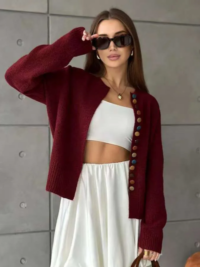 THE AMELISE | BUTTON-ACCENT CARDIGAN