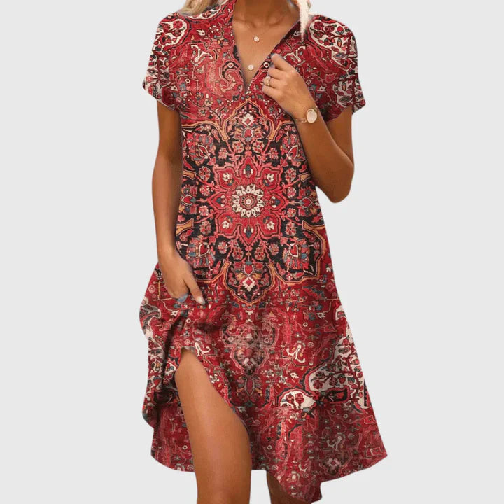 SOLARA | BOHO V-NECK DRESS