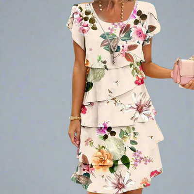 LIORA – TIERED FLORAL SUMMER MIDI DRESS