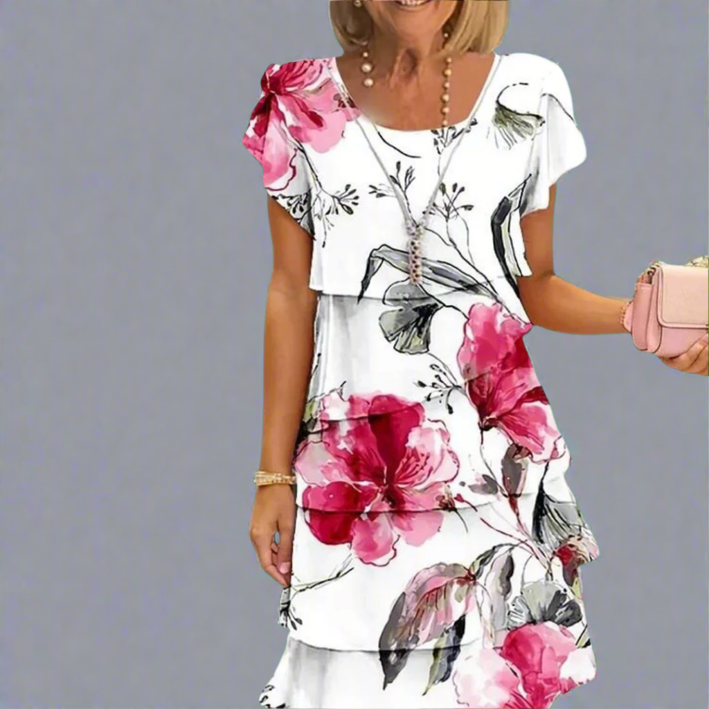 LIORA – TIERED FLORAL SUMMER MIDI DRESS