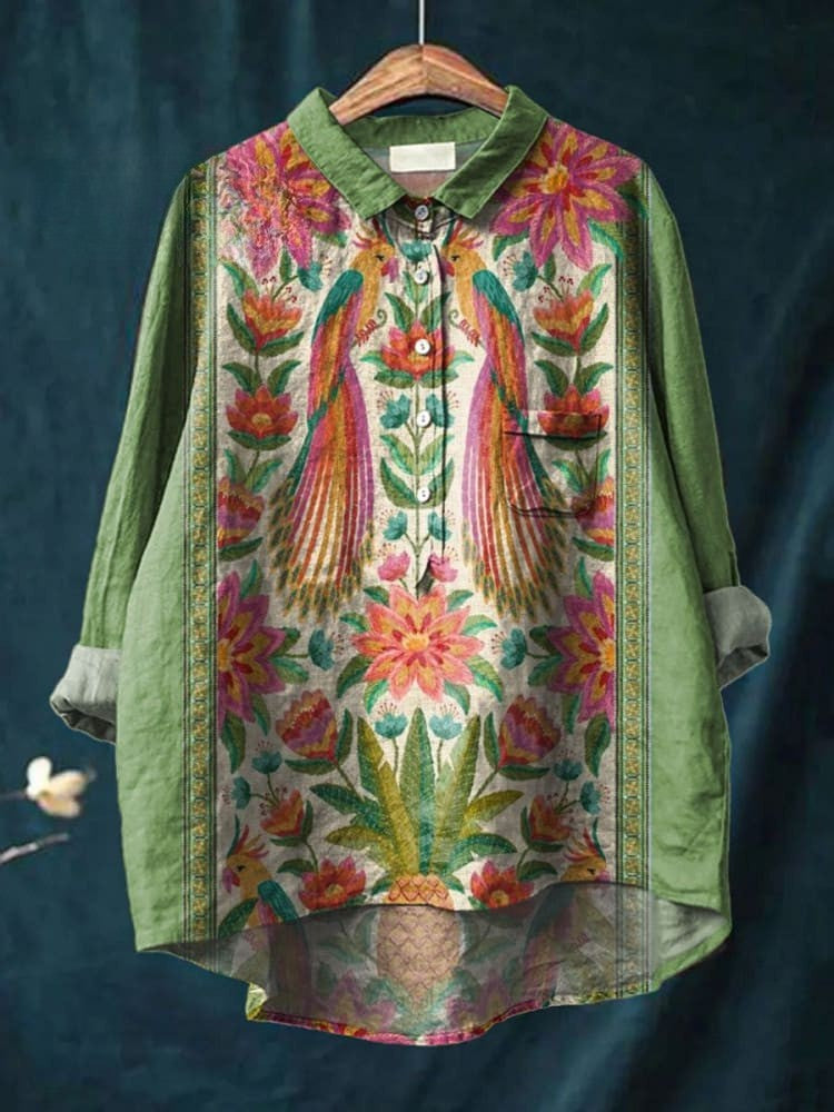 ANNALISE – FLORAL BIRDS ART SHIRT