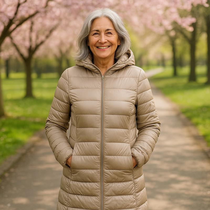 THE LIORA LONG PUFFER COAT | CHAMPAGNE