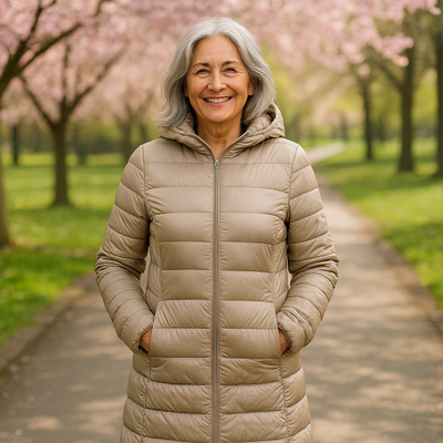 THE LIORA LONG PUFFER COAT | CHAMPAGNE
