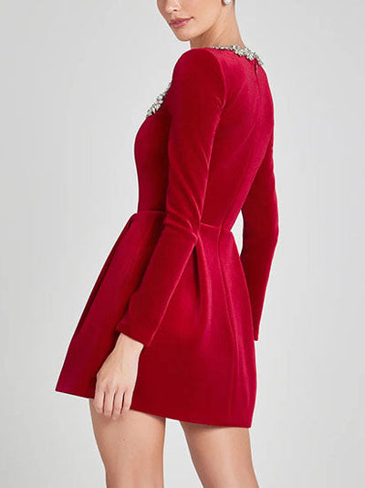 MARIBEL – PEARL-TRIMMED EVERYDAY FITTED DRESS