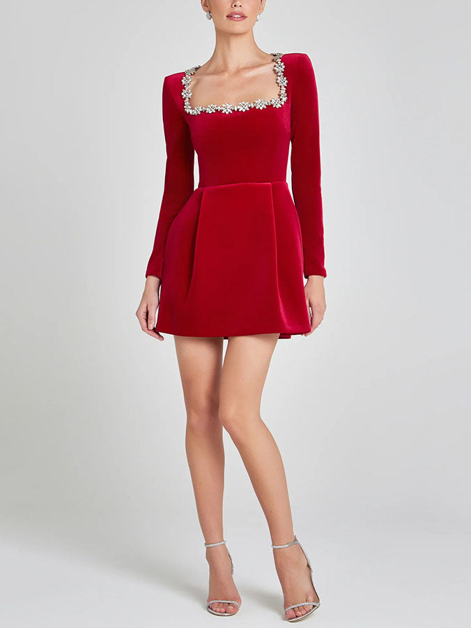 MARIBEL – PEARL-TRIMMED EVERYDAY FITTED DRESS