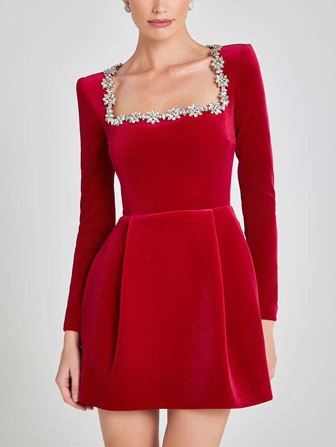 MARIBEL – PEARL-TRIMMED EVERYDAY FITTED DRESS