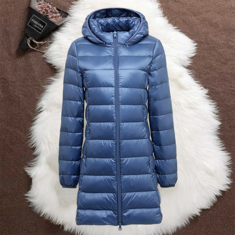 THE LIORA LONG PUFFER COAT | INDIGO