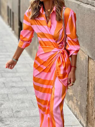 ISLA – STRIPED SHIRT MIDI DRESS