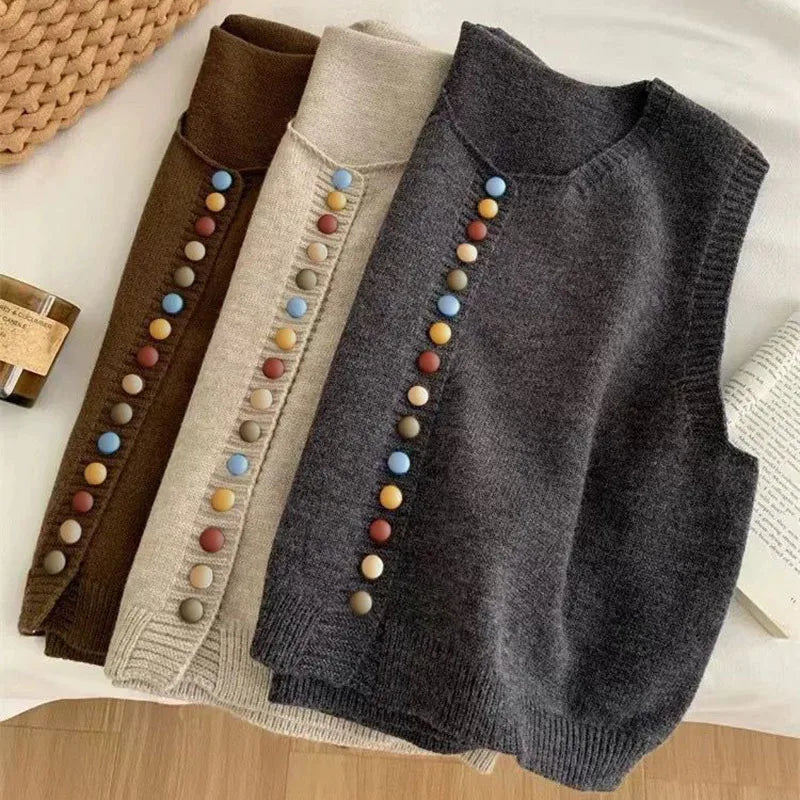 THE ORIELLE | COLOR-BUTTON KNIT VEST