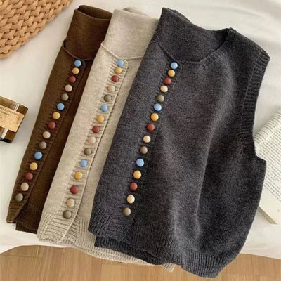 THE ORIELLE | COLOR-BUTTON KNIT VEST