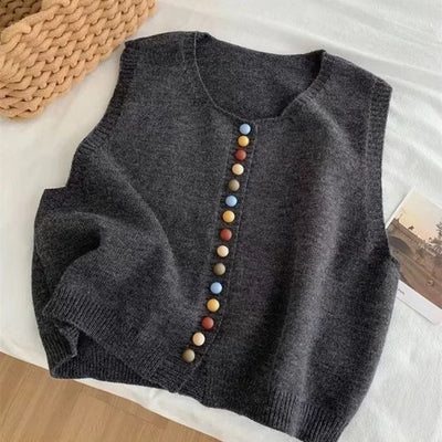 THE ORIELLE | COLOR-BUTTON KNIT VEST