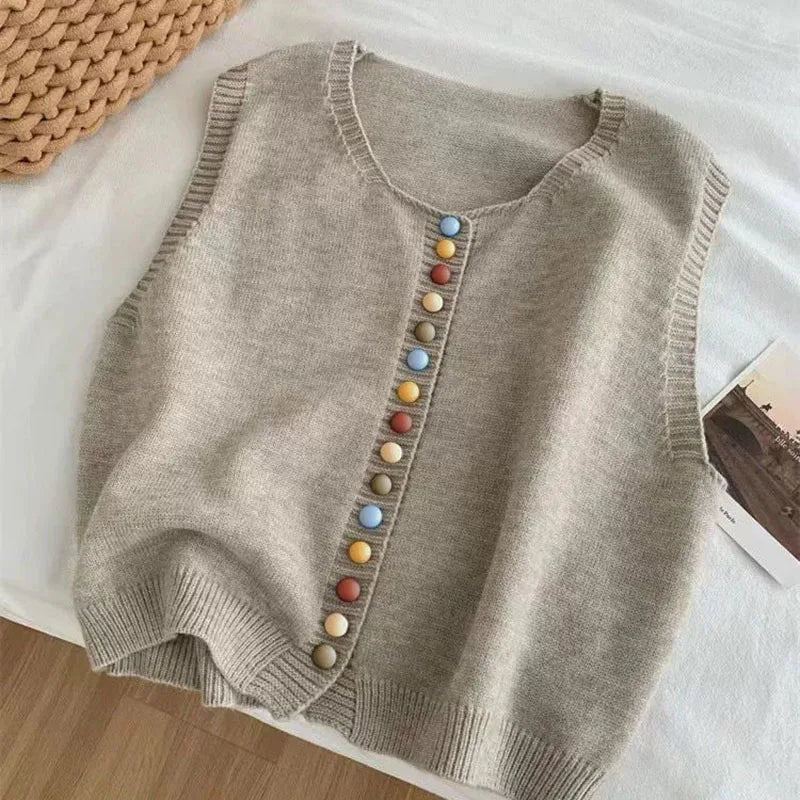 THE ORIELLE | COLOR-BUTTON KNIT VEST