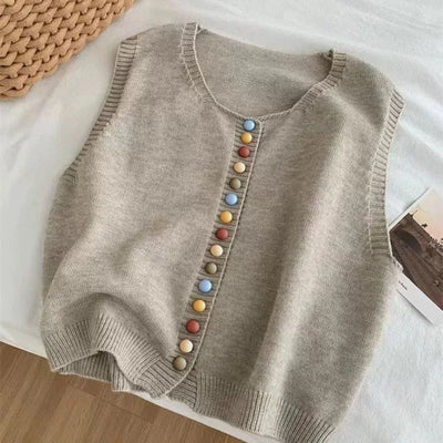 THE ORIELLE | COLOR-BUTTON KNIT VEST