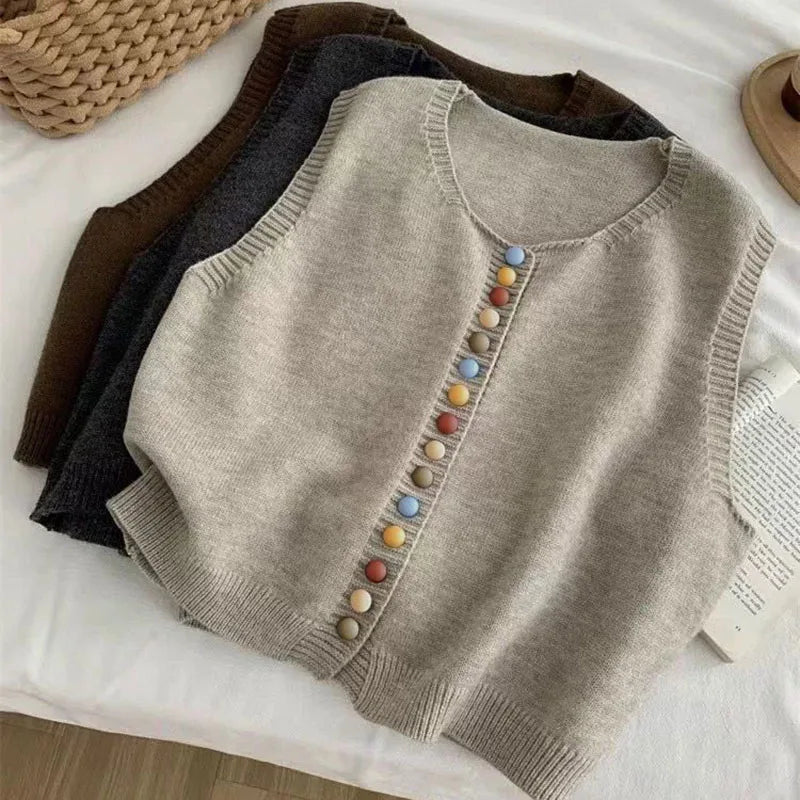 THE ORIELLE | COLOR-BUTTON KNIT VEST