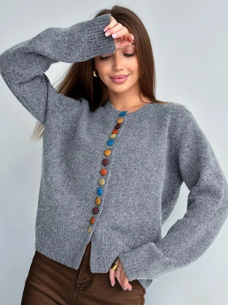 THE AMELISE | BUTTON-ACCENT CARDIGAN