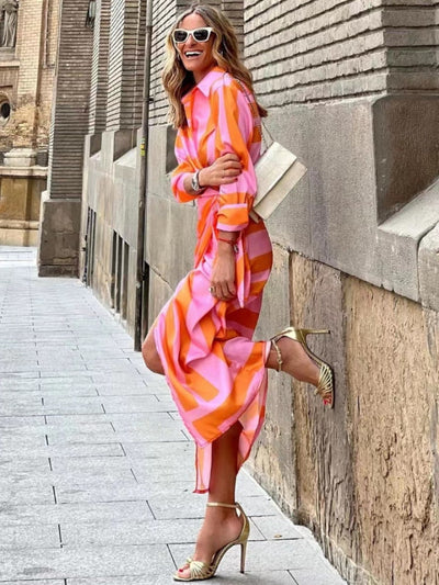ISLA – STRIPED SHIRT MIDI DRESS
