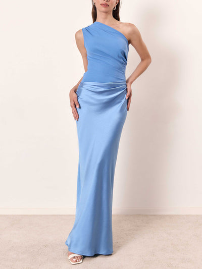 CELESTIA – ONE-SHOULDER PLEATED MAXI GOWN
