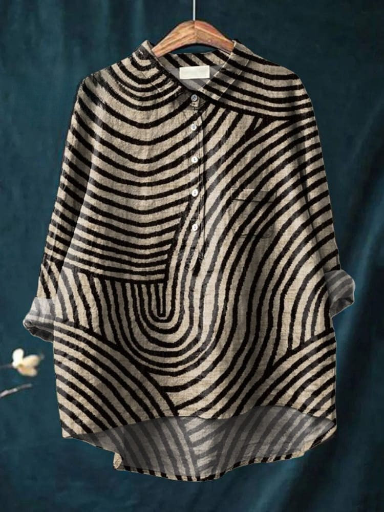 SERENNA – TRENDY CIRCULAR LINE PATTERN SHIRT