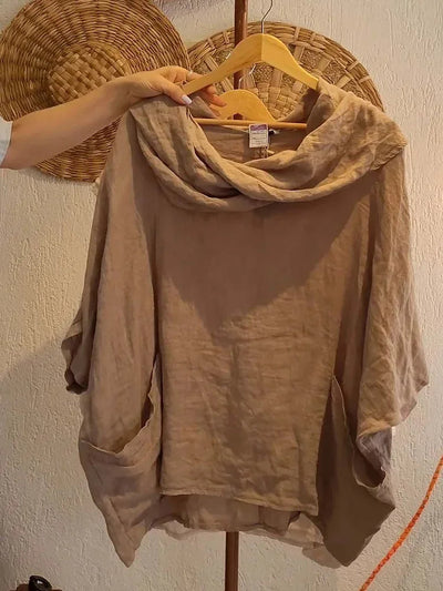 MIRELLE – RELAXED FIT 3/4 SLEEVE DRAPED NECK BLOUSE