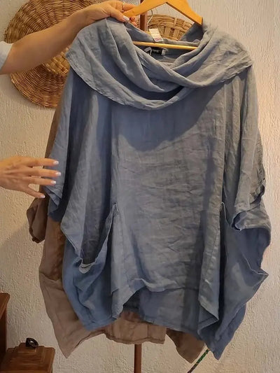 MIRELLE – RELAXED FIT 3/4 SLEEVE DRAPED NECK BLOUSE