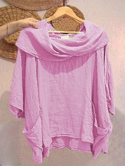 MIRELLE – RELAXED FIT 3/4 SLEEVE DRAPED NECK BLOUSE