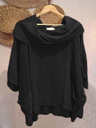 MIRELLE – RELAXED FIT 3/4 SLEEVE DRAPED NECK BLOUSE