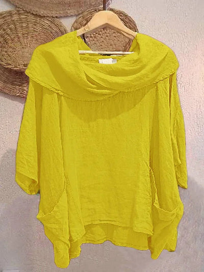 MIRELLE – RELAXED FIT 3/4 SLEEVE DRAPED NECK BLOUSE