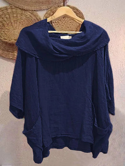 MIRELLE – RELAXED FIT 3/4 SLEEVE DRAPED NECK BLOUSE