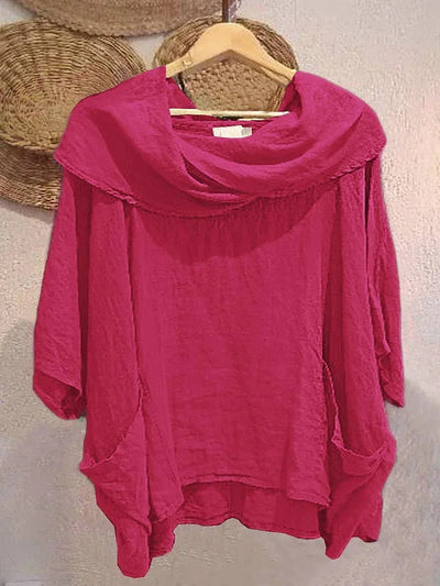 MIRELLE – RELAXED FIT 3/4 SLEEVE DRAPED NECK BLOUSE