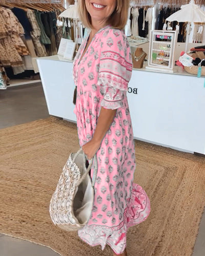 MARIBELLE – BOHO LANTERN SLEEVE MAXI DRESS