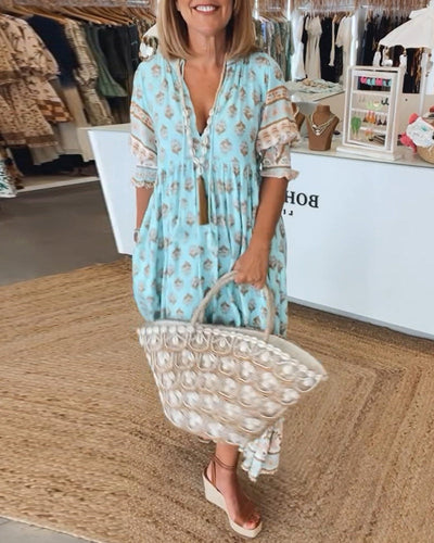 MARIBELLE – BOHO LANTERN SLEEVE MAXI DRESS