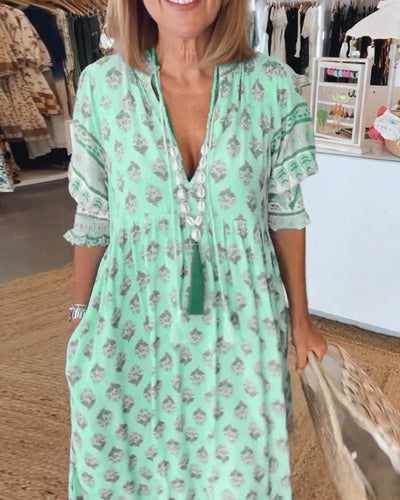 MARIBELLE – BOHO LANTERN SLEEVE MAXI DRESS