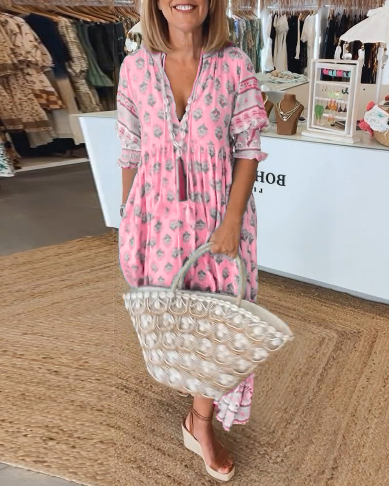 MARIBELLE – BOHO LANTERN SLEEVE MAXI DRESS