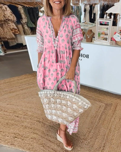 MARIBELLE – BOHO LANTERN SLEEVE MAXI DRESS