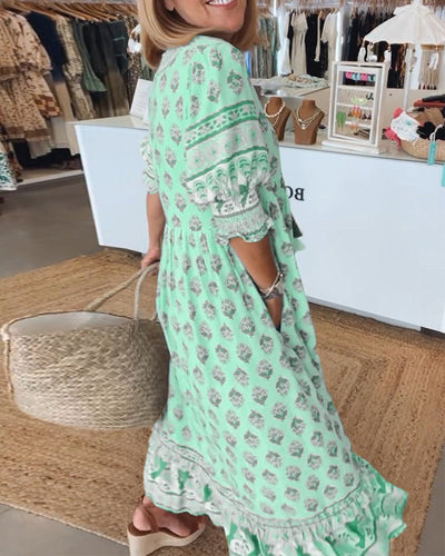 MARIBELLE – BOHO LANTERN SLEEVE MAXI DRESS