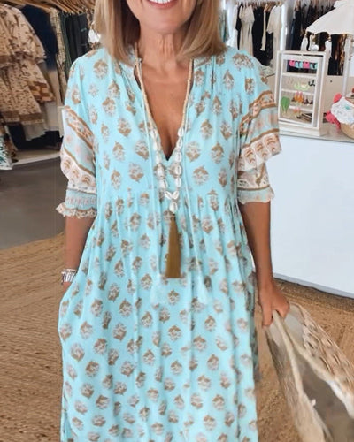 MARIBELLE – BOHO LANTERN SLEEVE MAXI DRESS