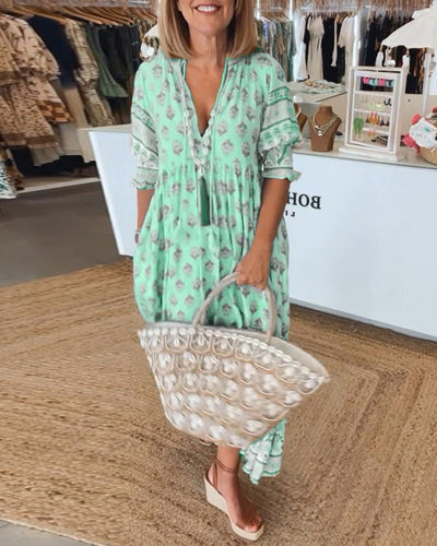 MARIBELLE – BOHO LANTERN SLEEVE MAXI DRESS