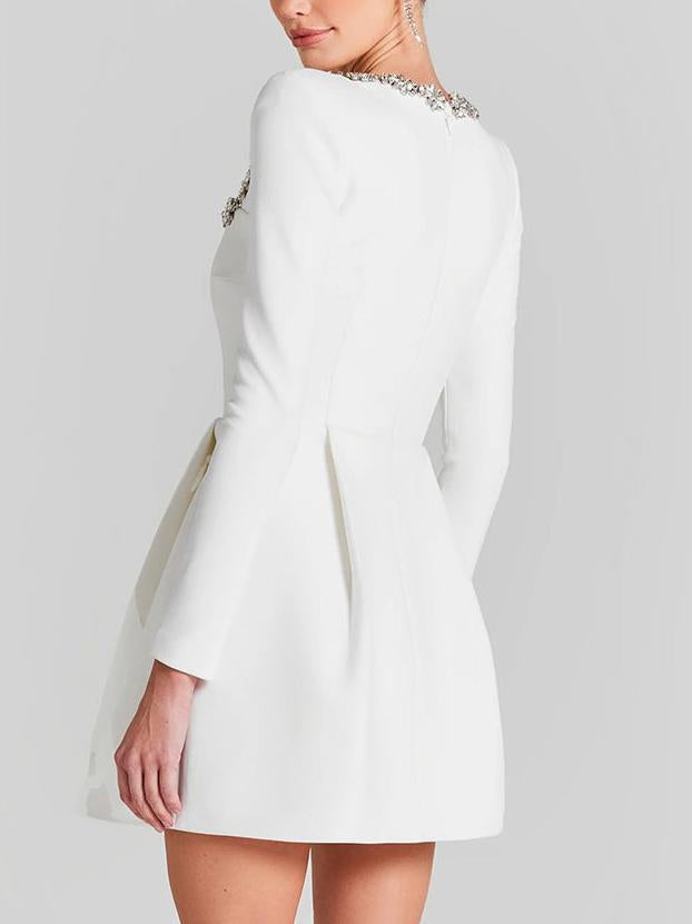 MARIBEL – PEARL-TRIMMED EVERYDAY FITTED DRESS