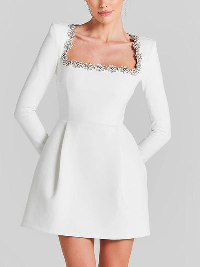MARIBEL – PEARL-TRIMMED EVERYDAY FITTED DRESS