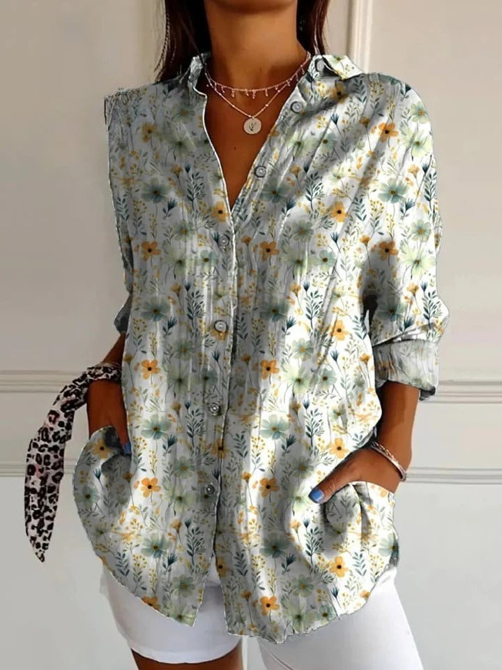 MYLENNA – COZY FLORAL BUTTONED KNIT CARDIGAN