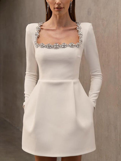 MARIBEL – PEARL-TRIMMED EVERYDAY FITTED DRESS